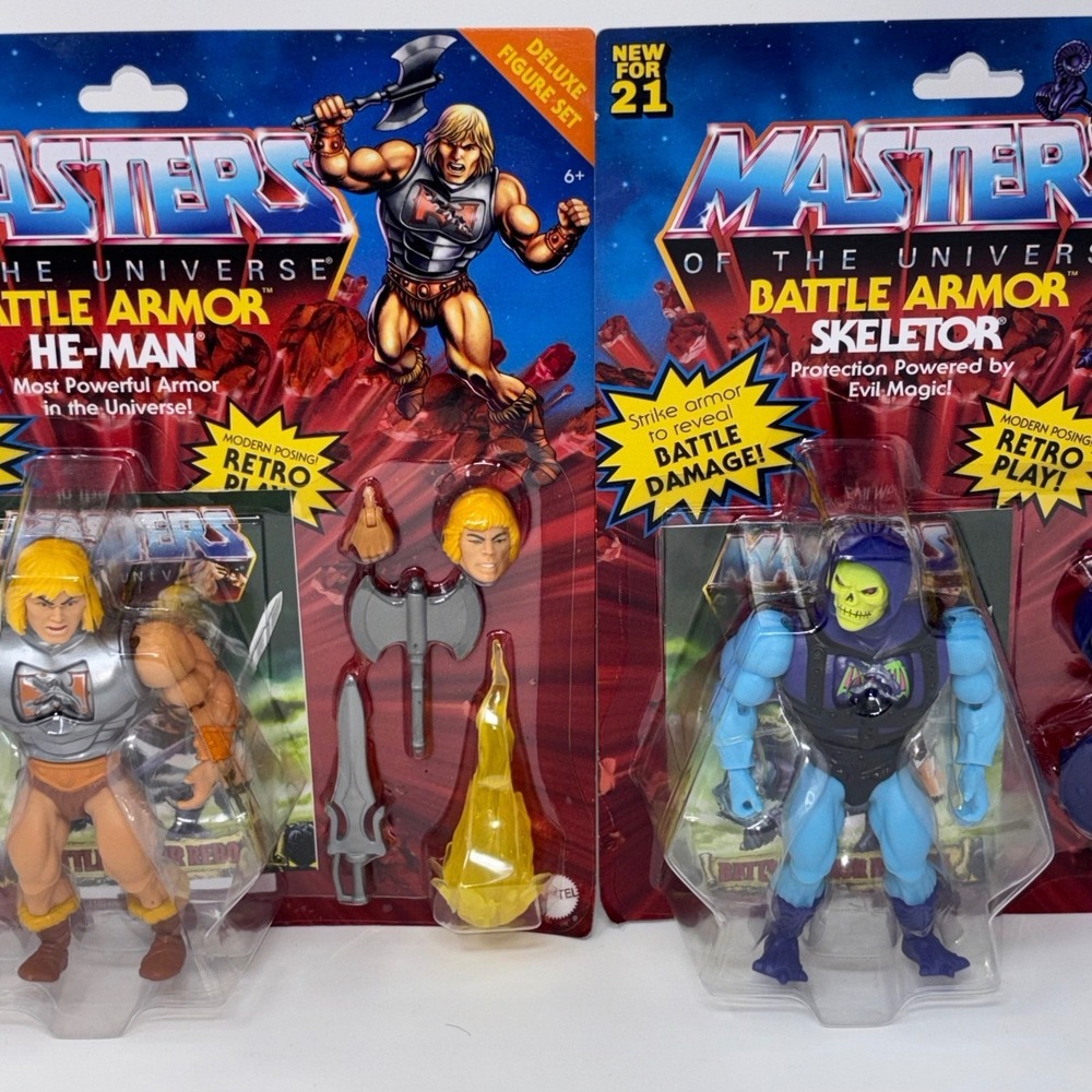MOTU Origins Battle Armor He-Man & Skeletor Deluxe Action Figure Lot Sealed